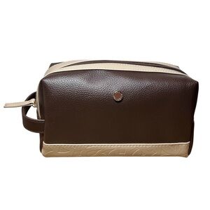 BVLGARI Parfums Cosmetic Bag Brown/Tan Vegan Leather Men's NEW